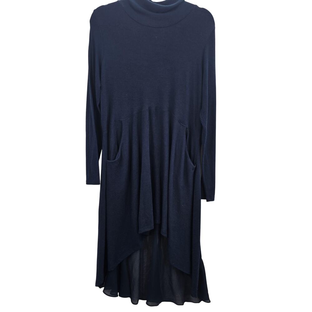 Soft Surroundings Dress Women's Medium Blue Cowl Neck High Low